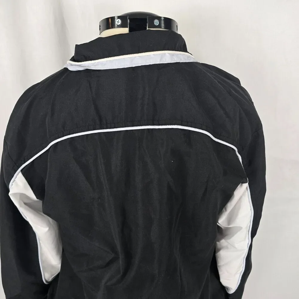 Dunlop Jacket Men's XL Black White Colorbolck Full Zip Up Collar Windbreaker